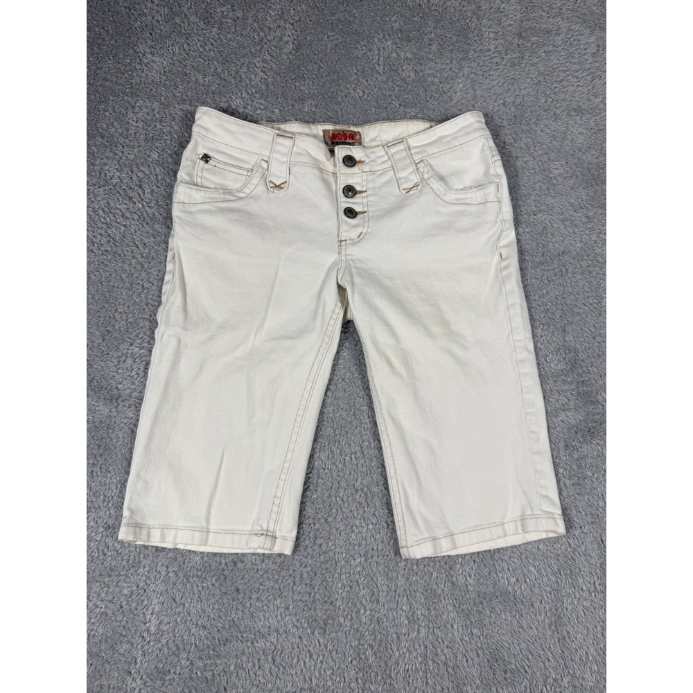 No Boundaries Bermuda Shorts Juniors 9 White  Button Fly Y2K‎ Denim Shorts